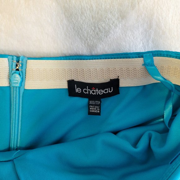 Blue Strapless Satin Mini Dress, Prom Party Night Dress - Picture 7 of 7